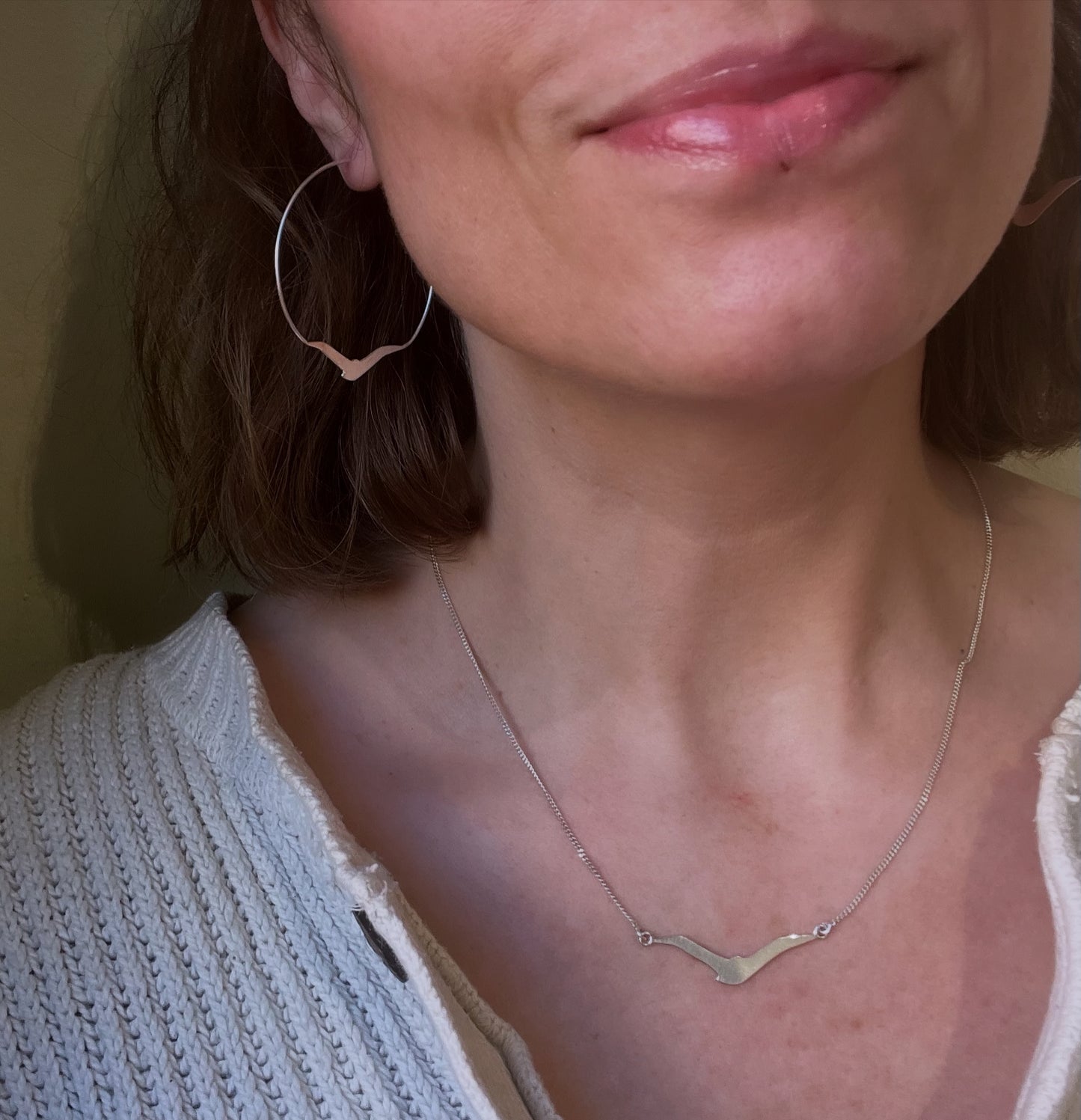 Fågel, halsband i silver